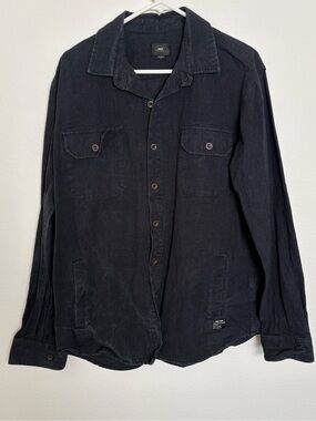 Obey Black Button-Up Utility Shirt Jacket Mens Size Large